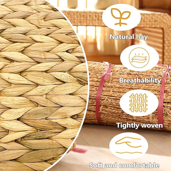 Hamiledyi Rabbit Grass Bed Natural Bunny Woven Hand Made House Comfortable Playhouse Winter Warm Hideaway Hut with Chew Toys for Chinchilla Guinea Pig Ferret Rat