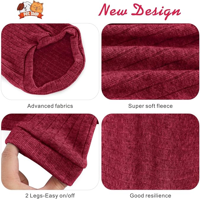 Idepet Sphynx Hairless Cats Sweater Shirt Kitten Soft Puppy Clothes Pullover Cute Cat Pajamas Jumpsuit Cotton Apparel Pet Winter Turtleneck for Cats and Teacup Chihuahua Small Dogs(Red,XXL)
