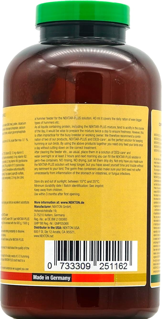 Nekton Nektar-Plus Complete Diet for Hummingbirds 600gm / 21.16oz
