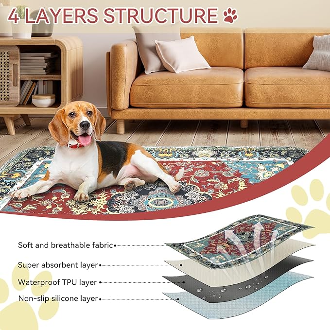 Pee Pads for Dogs Washable, 2 Pack 18'' x24'' Waterproof Non-Slip Puppy Pad with Fast Absorbent, Reusable Rug for Training Travel Whelping Housebreaking Incontinence Crate