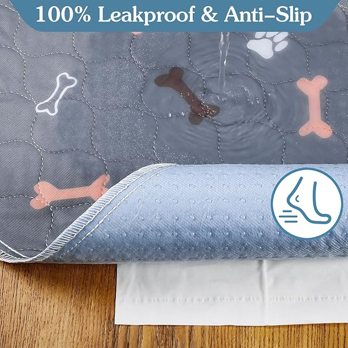 Washable Pee Pads for Dogs,2 Pack 48"x60" Reusable Puppy Training Pads, Ultra-Absorbent and Leak-Proof Whelping Pads , Extra Large Potty Playpen Mat for Incontinence, Housebreak, Crate