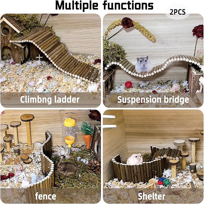 Rat Bendy Long Suspension Bridges Hamster Climbing Ladder Flexible Hamster Wooden Bridge for Mouse Rat