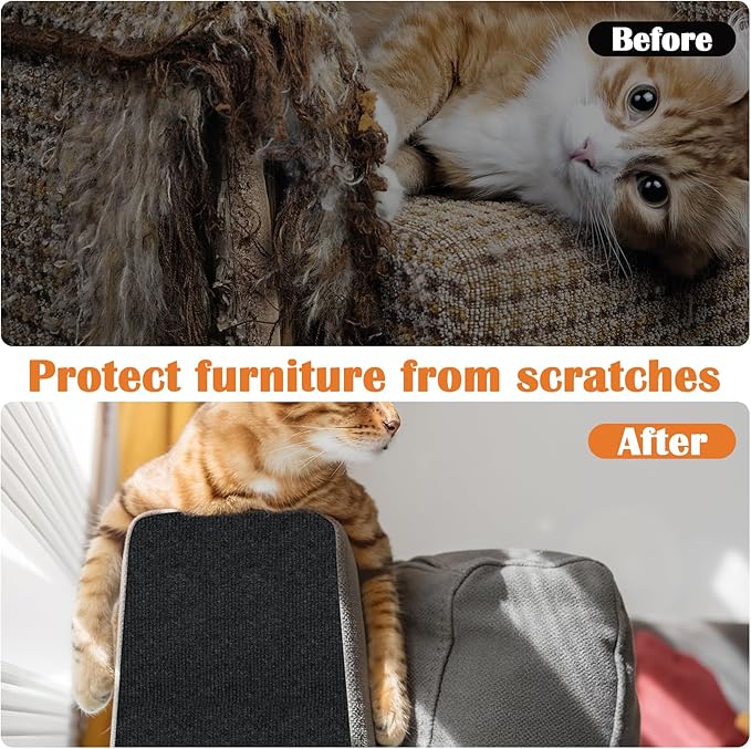 Cat Scratch Furniture Protector - 40" x 13.8" Trimmable Self-Adhesive Cats Claws Scratch Pads, DIY Cat Climbing Couch Protector for Scratch Post Cat Tree Replacement Indoor (Black)