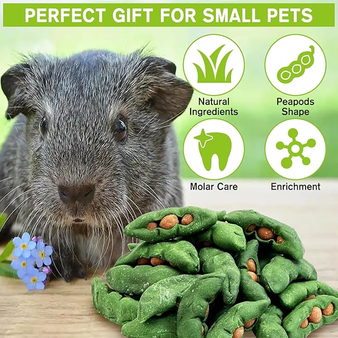 Fhiny Peapods Hamster Chew Toys, 12 PCS Natural Timothy Grass Carrot Guinea Pig Chew Toys for Teeth Handmade Small Animal Molar Snacks Dental Care for Bunny Chinchilla Hamster Gerbil Boredom Breaker