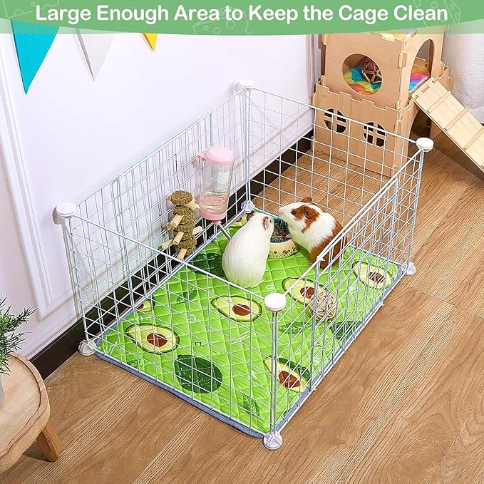 2 Pack Guinea Pig Bedding, Washable Guinea Pig Cage Liner Reusable Guinea Pig Mat Waterproof Guinea Pig Bedding for Cage, Super Absorbant Guinea Pig Pee Pads for Small Animals Hamster Rabbit Squirrel
