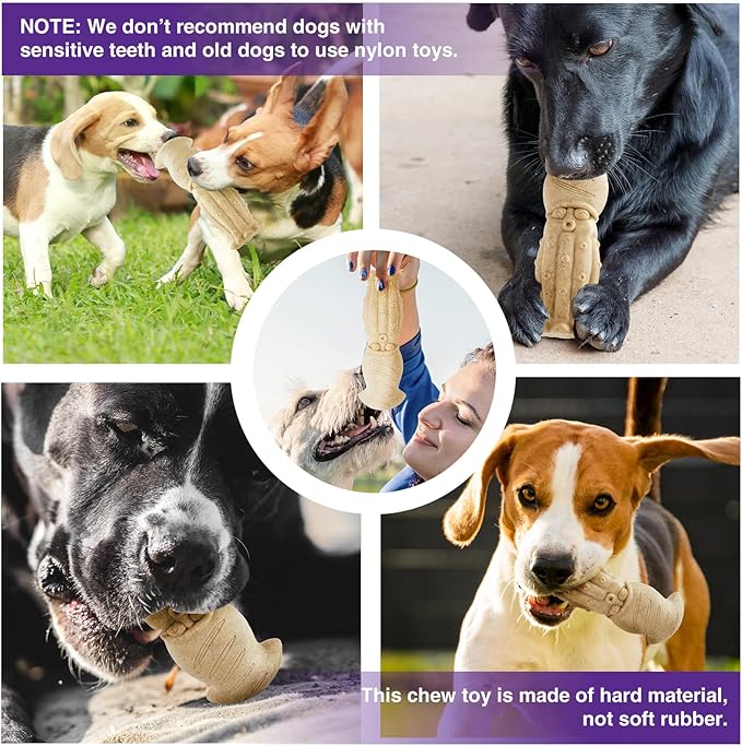 Tough Dog Toys for Aggressive Chewers, 1 Pack Indestructible Chew Toys, Nylon Dog Chew Toys for Large Medium Small Breed, Wood Color Cuttlefish