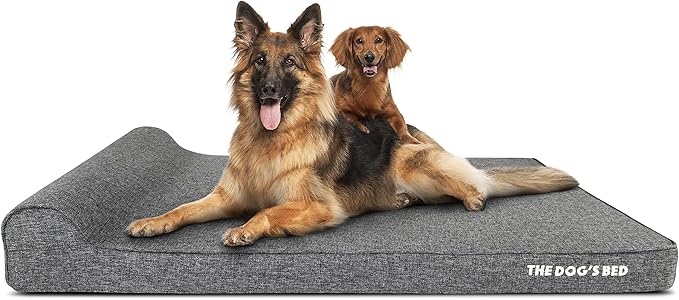The Dog’s Bed Orthopedic Headrest Dog Bed XXL Grey Linen 54x36, Memory Foam, Pain Relief for Arthritis, Hip & Elbow Dysplasia, Post Surgery, Lameness, Veterinary Approved, Waterproof Washable Cover