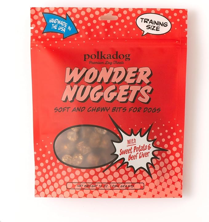 Polkadog Wonder Nuggets – Soft & Chewy Dog Treats with Sweet Potato & Beef – Healthy, Limited Ingredient Training Treats for All Dog Breeds and Ages – Natural, Made in USA – 10 oz