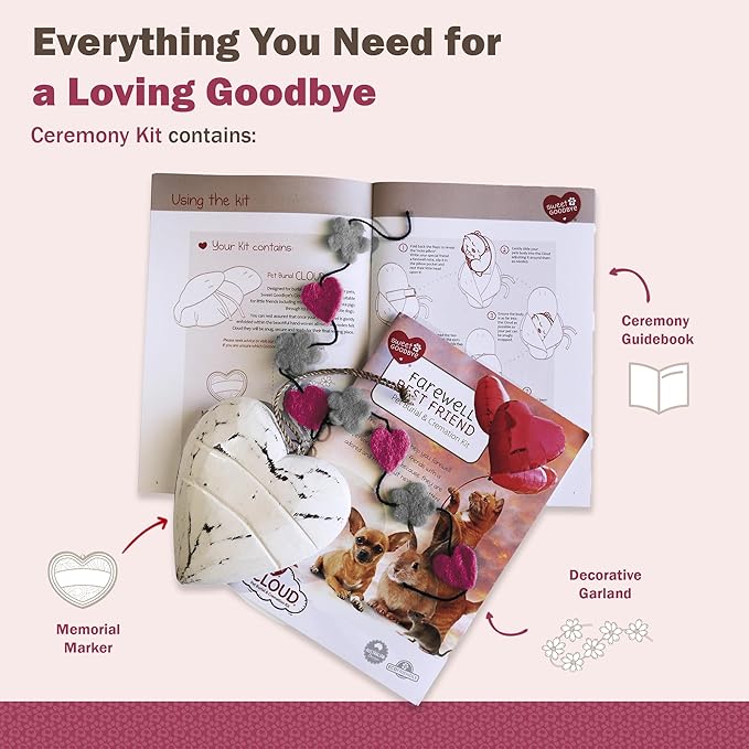 Cloud® Eco-Friendly Pet Burial & Cremation Ceremony Kit Casket for Smaller Pets: Rabbits Hamsters Gerbils Birds Reptiles, Small Cats (Choose Size & Color)(Large, Grey)