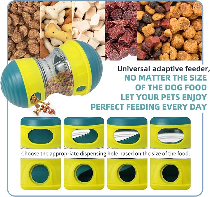 AOEEK Dog Treat Toys, Puppy Puzzle Adjustable Food Dispenser Slow Feeder, Enrichment Treat Dispensing Toy Ball for Large/Medium/Small Breed Dogs Pet Gift (Yellow)