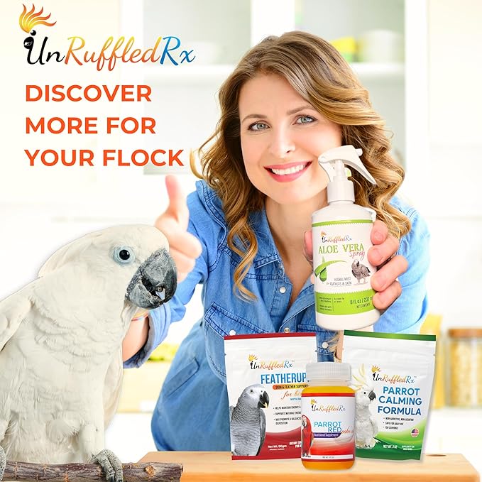 UnRuffledRx™ Bird Calcium Plus with Magnesium and D3, Dissolves Clear and Tasteless in Water, Supports Bone, Muscle, Feather and Egg Health, 45 Servings, Made in FDA-Registered USA Facility