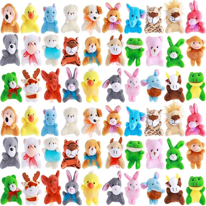 Skylety 60 Pack Mini Plush Animals Bulk Mini Stuffed Animals Plush Toy Small Stuffed Keychain Cute Assortment for Carnival Prizes, Party Favor, Kindergarten Goodie Bag Fillers