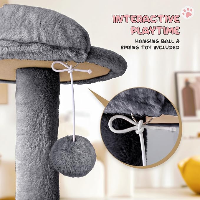 MoNiBloom 54 Inch Cat Tree Tower for Indoor Cats Large Adults, Cat Tower with Scratching Post, Multi-Level Furniture Activity Center with Cat Condo Pet Play House, Smoky Grey