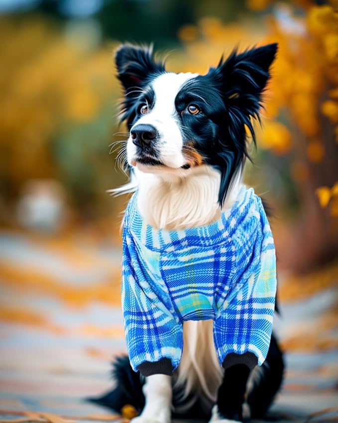 PET SHOW 4 Pack Small Dog Pajamas Cute Dinosaur Monster Clothes Doggies Soft Fleece Stretchy PJs Plaid Jumpsuit Puppy Cats Tie Dye Onesies Outfits with Sleeve Pets Dachshund Costume(XS, Blue for Boys)