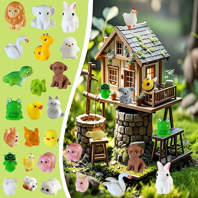 36Pcs Mini Resin Animals Figures Miniature Animal Figurines Tiny Animals Set for Home Decor and Garden Decoration & Collectibles