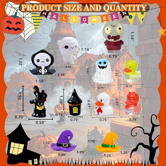 87 Pcs Halloween Mini Resin Figures 23 Styles Tiny Resin Animals Pumpkin Ghost Skull Miniatures Bulk for Halloween Party Favors Bag Fillers Garden Dollhouse Decor