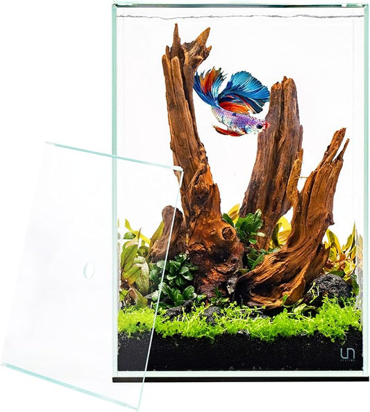 Ultum Nature Systems Prism Rimless Glass Aquarium - Cube Tank with Mitered Lid, Tall Nano Fish Tank for Home & Office - UNS Prism, 30TM