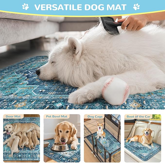 Lahome Reusable Washable Puppy Pads - 2 Pack Super Absorbent & Waterproof Dog Training Mats for Potty, Crate and Floor - Leakproof Pee Pads with Non-Slip Backing (Blue, 36"x48")
