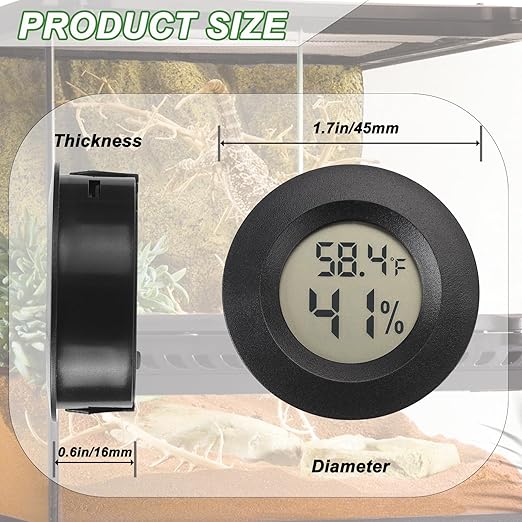 Reptile Thermometer and Humidity Gauge Digtal Terrarium Thermometer Circular Bearded Dragon Cage Accessories Reptile Temp and Humidity Gauge for Leopard Gecko Hermit Crab Gecko Lizard Etc 4pc