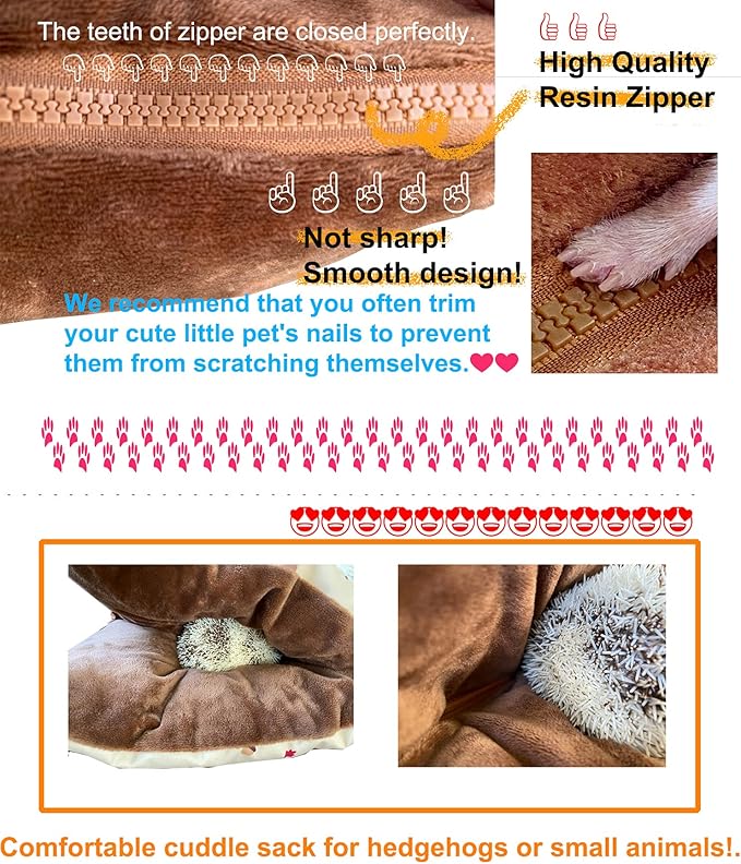 Cute Friendly Zipper Waterproof Portable Sleeping Bag Pouch Hideout Cave Habitat for Hedgehog, Baby Guinea Pig, Hamster, Ferret, Squirrel, Small Animal Bed Nest House Cage Portable Cushion (Green)