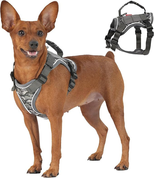 Dog Harness and Leash Set, Small Sized No Pull Pet Harness with Control Handle, Adjustable Tactical Harness for Small Medium Dogs Cats, Reflective Puppy Harness for Walking Hiking Training
