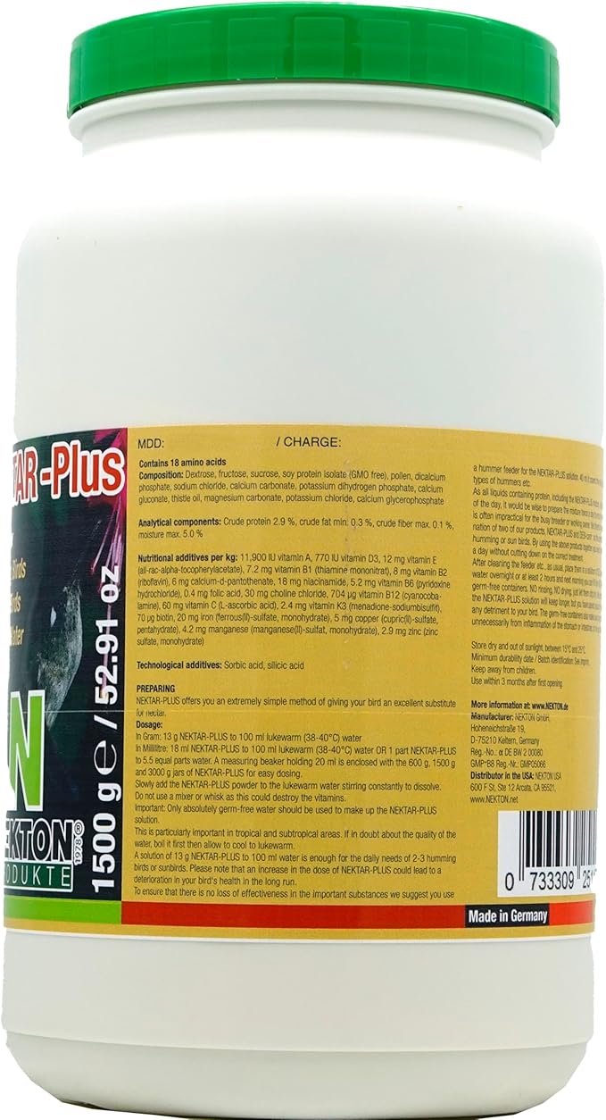 Nekton Nektar-Plus 1500Gm / 3.3Lb Fruit Premix For Hummingbirds And Sunbirds
