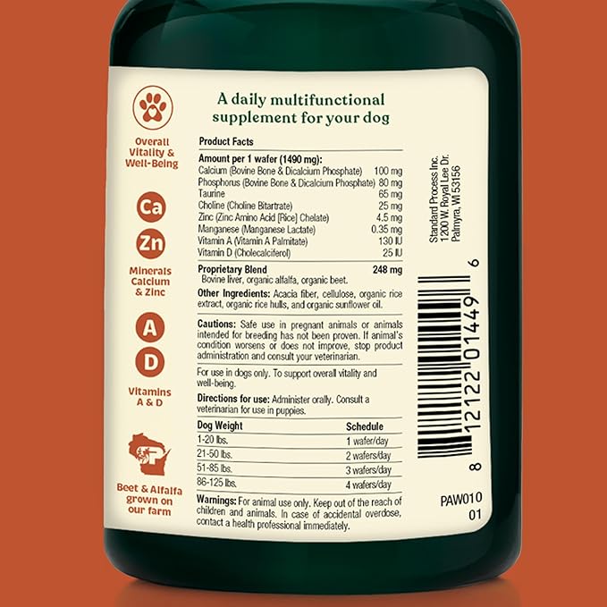 Spirited Paw Pet Health Bundle - Dental & Multifunctional Support for Dogs - Teeth Powder & Chewable Wafers for Dental, Immune, Coat, and Liver Health - 165 g Powder & 90 Wafers