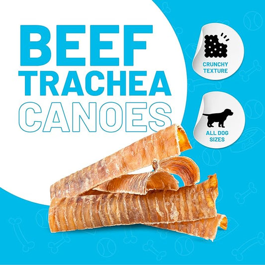Sitka Farms Beef Trachea Canoes 6" Split Trachea - 50 Count - Doggie Dental Care Healthy Teeth Beef Premium Natural Dog Treats for Small Medium and Large Dogs