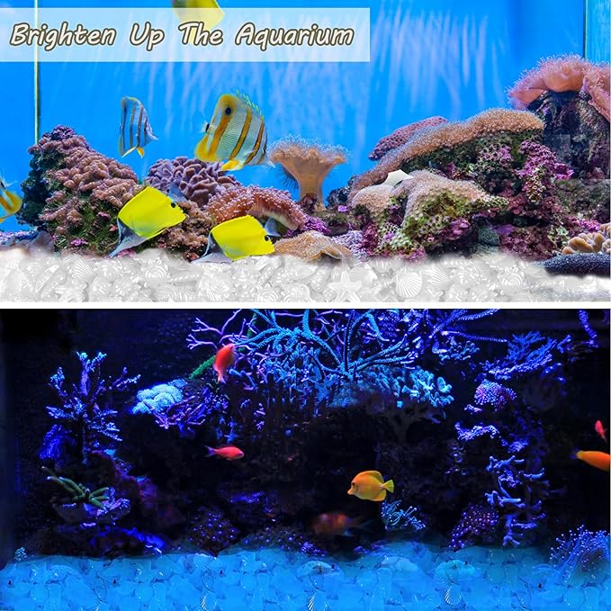 Kaiyuan Dynasty 100pc Glow Stones for Fish Tank Aquarium Glow in The Dark Rocks Glowing Rocks Luminous Pebbles for Fish Bowl,Garden,Ponds Decor,White