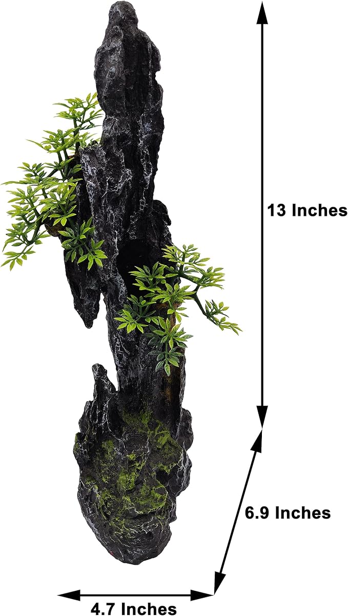 Large Fish Tank Decorations - Aquarium Ornament Mountain View Stone Tree Rock Cave Large Fish Tank Decorations