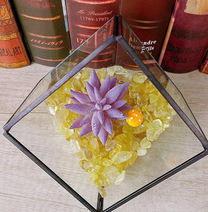 0.6lb Citrine Crystals Quartz Tumbled Stones Chips Stone Crushed Crystal Natural Irregular Polished Rocks Gem Gravel Home Decoration Aquarium Tank Succulent Plants Vase Filler Landscape Bottom 250G