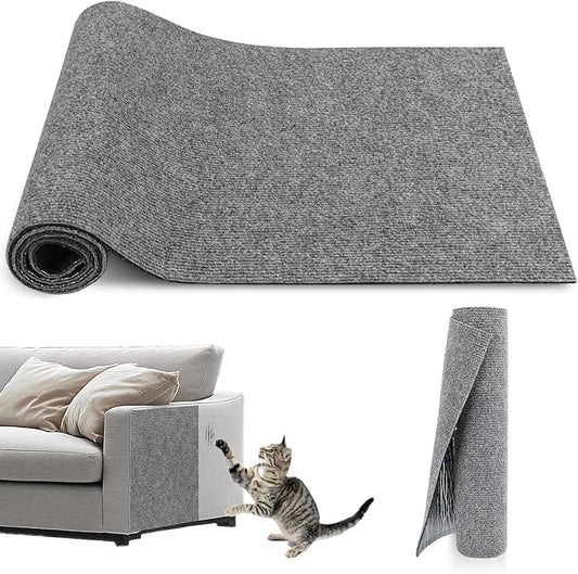 Self-Adhesive Cat Scratch Mat Trimmable Cat Scratching Post Carpet 39in Durable Carpet Mat Pad Replacement for Cat Tree Shelves Post Couch, Furniture, Walls & Doors DIY Cat Climbing Mat (Light Gray)