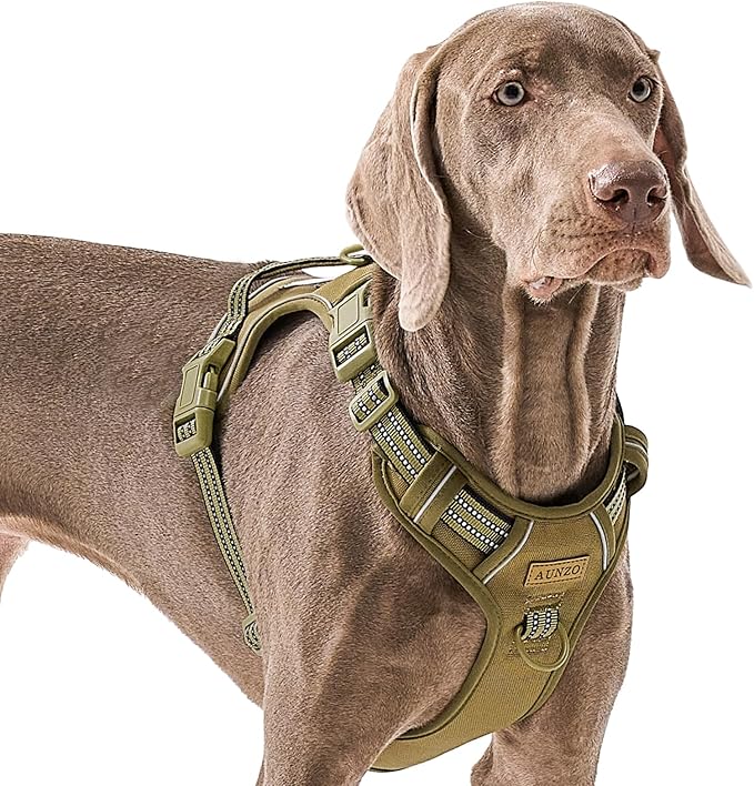 Adjustable No-Pull Reflective Soft Inescapable Dog Vest Harness for Big Dog Breeds, Siberian Husky Labrador Golden Retriever, Breathable Oxford Material, Front Leash Clip Control, L