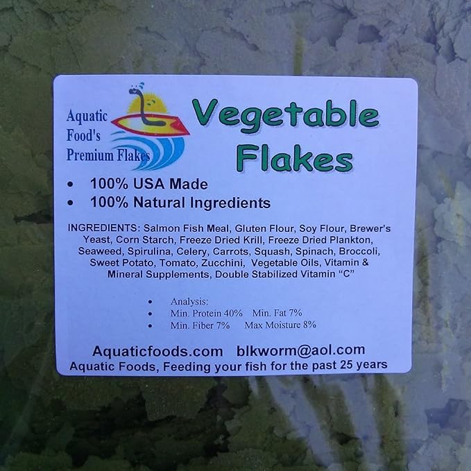 Aquatic Foods Inc. Intense Multi Vegetable Flakes for African Cichlids, Central & South American Cichlids, Tetras, Live Bearers, All Tropical Fish…AF Flakes...2-lbs