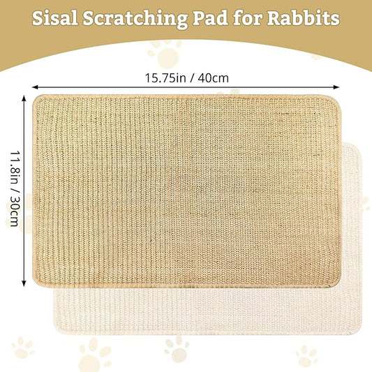 kathson Rabbit Scratching Pad 2 Pcs Natural Sisal Bunny Scratch Mat, Small Animals Nail Scratcher Guinea Pigs Grinding Claw Rug Pet Cage Flooring for Biting Sleeping Nesting (15.75 * 23.62 in)