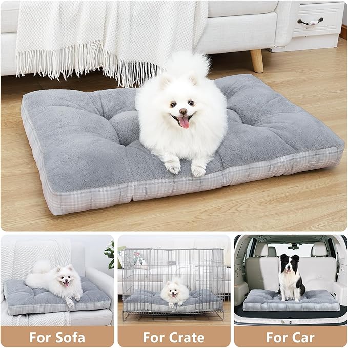 MIHIKK Washable M Dog Bed for Medium Dogs with Anti-Slip Bottom, Premium Foam Pet Pad for Crate for Large Medium Small Sized Puppies, 29" x 21" Gray