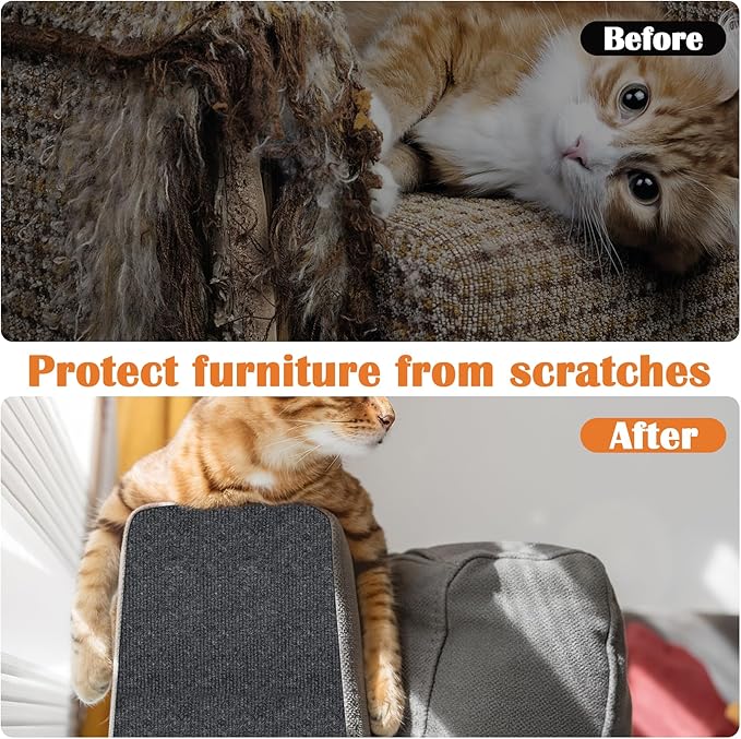 Cat Scratch Furniture Protector - 138" x 15.8" Trimmable Self-Adhesive Cats Claws Scratch Pads, DIY Cat Climbing Couch Protector for Scratch Post Cat Tree Replacement Indoor (Dark Gray)