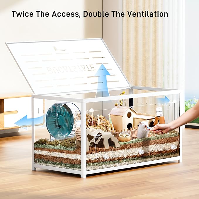 BUCATSTATE Hamster Cage Metal 2.0 - Small Animal Habitats Large Stackable with Top Access Easy Assemble 39.3L*19.7W*20.6H Inches Dwarf Syrian Hamster Tank for Gerbil Mouse (774sq inch White)