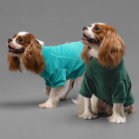 Fitwarm 3 Pack Fleece Dog Sweater, Turtleneck Dog Sweatshirt, Dog Winter Clothes for Small Dogs Boy Girl, Pet Pullover Jumper, Cat Apparel, Dark Green, Teal Green, Olive Green, XS