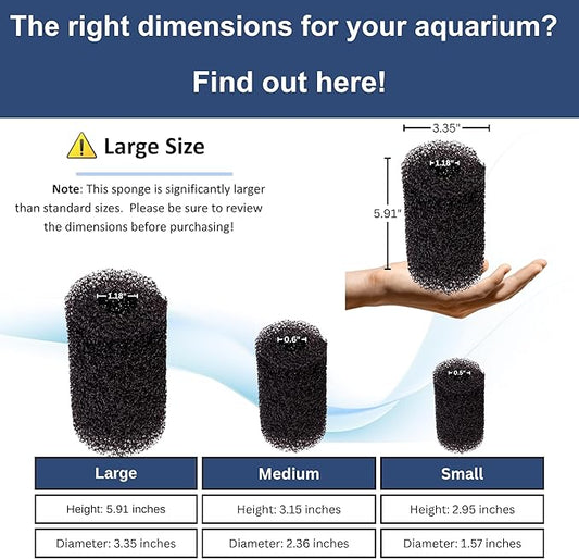 UNEAK 2-Pack Large Premium Pre Filter Sponge Aquarium Intake High-Porosity Foam Roll Fish Tank Shrimp Beta Baby Fish Replacement Foam Cover Filtration Freshwater Saltwater 5-20 Gallons Easy to Clean