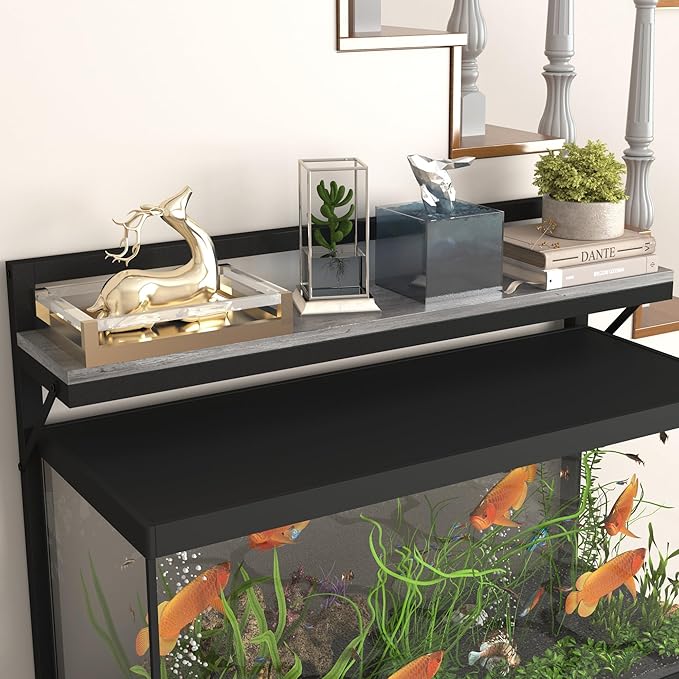 Aquarium Stand with Power Outlets,55-70 Gallon Fish Tank Stand with 3 Baskets,2 Storage Shelf , 5-Tier Heavy Duty Metal Tank Stand Suitable for Turtle Tank, Reptile Terrarium