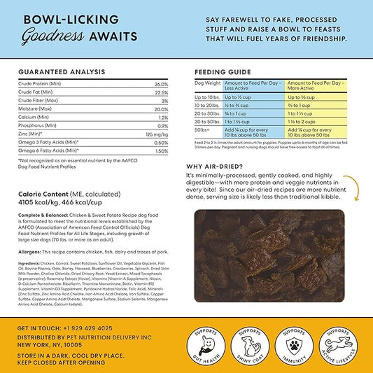 The Pets Table Grain Inclusive Air Dried Dog Food 2 Pack - Chicken & Sweet Potato + Lamb & Beef, 16 Ounce (Pack of 2)