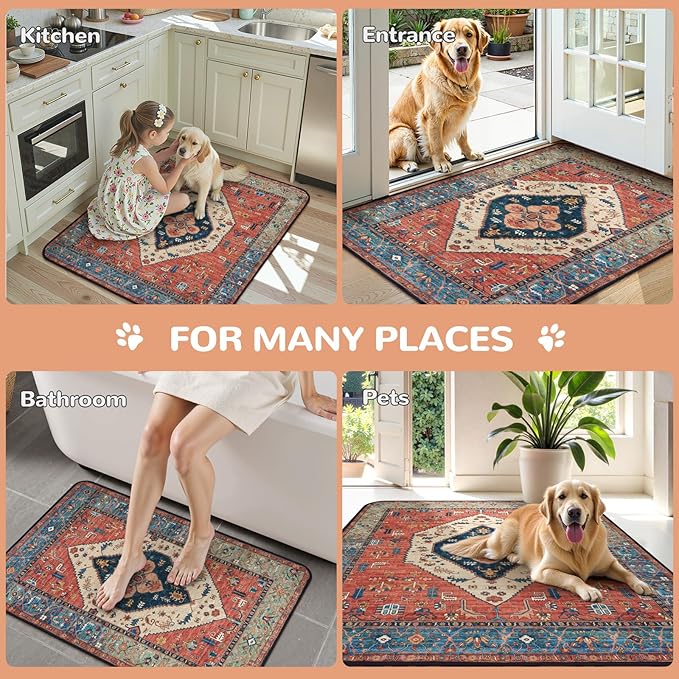Lahome Super Absorbent & Leakproof Washable Dog Pee Pads - 2 Pack Value Set - Waterproof, Non-Slip Reusable Pads for Puppy Training, Crates & Whelping (24"x24", Red)