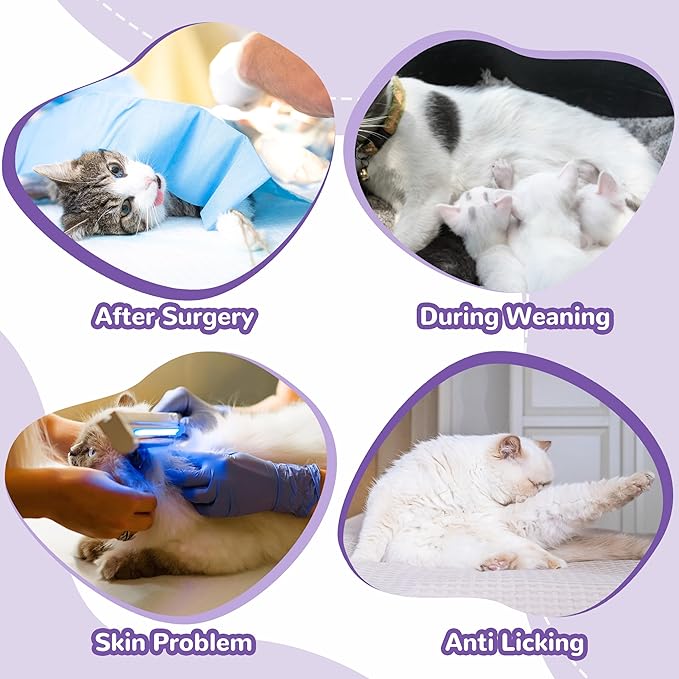 PUMYPOREITY Cat Recovery Suit for Hind Legs, Cat Surgical Spay Suit with Leg Sleeves to Stop Licking, Long Rear Sleeve Wound Cover Abdomen Kitten Onesie, Purple, S