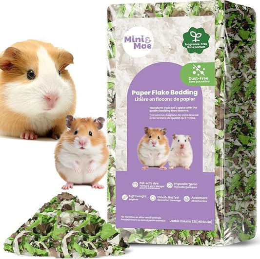 mini&moe Rabbit Bedding 23 Liters: Hamster Bedding Dust-Free and Odor Control Moisture Absorbent Natural Paper Small Pet Bedding - for Guinea Pigs, Hamsters, Rabbits, and Small Animal