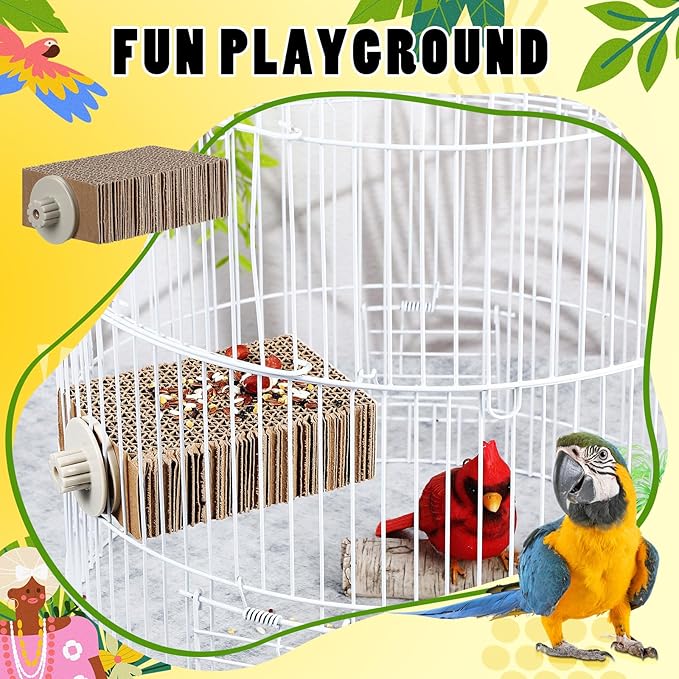 3 Pcs Bird Chew Toys Parrot Perch Cardboard Platform for Cage Bird Paw Grinding Stand Parrot Cage Playground Exercise Toys for Macaws Small Parakeets Budgies Conure Cockatiel (Small)
