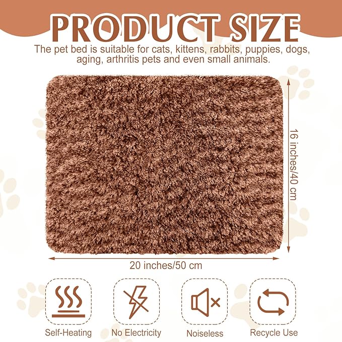 4 Pack Self Warming Cat Bed Indoor Self Heating Dog Cat Pad Washable 16 x 20 Inch Thermal Pet Kennel Pad Crate Bed Mat Reflect Body Heat for Outdoor