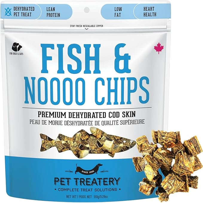 Dehydrated Cod Skin for Dogs & Cats (5.3 oz, Pack of 1) - Dehydrated Single Ingredient Dog Treats - Natural Dog Treats, Grain Free