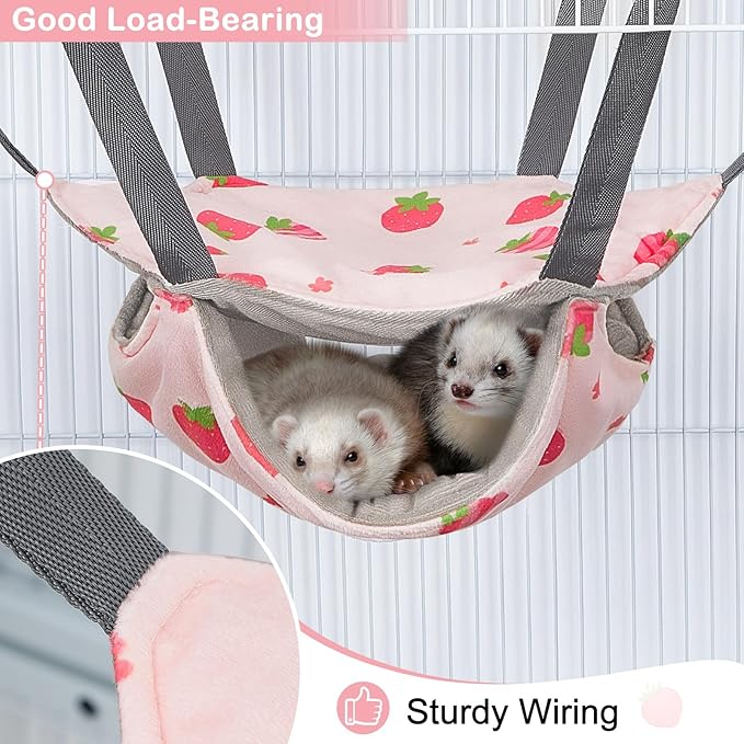Glittme Ferret Hammock 4 Pack Ferret Cage Accessories Washable Rat Hammock Soft Guinea Pig Hammock for Ferrets, Rat, Sugar Glider, Squirrel