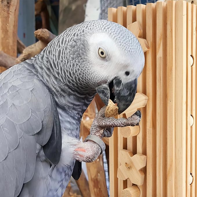 12 x 5 x 4 Inches Extra Large Bird Parrot Toy Activity Block Multicolored Natural Wooden Parrot Cage Chewing Toys for Large Medium Macaws Cockatoos African Grey Birds